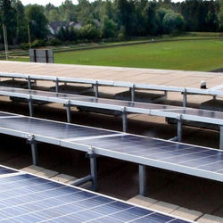 An array of solar panels.