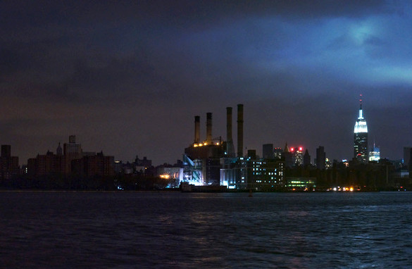 Manhattan at night during the crisis.