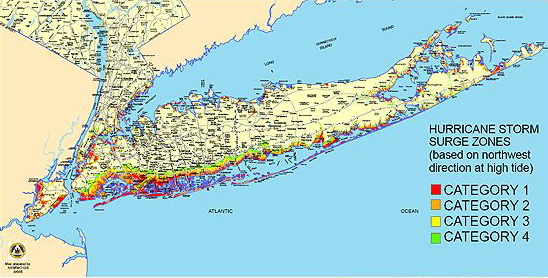Long Island South Shore Hurricane Storm Surge Maps New York